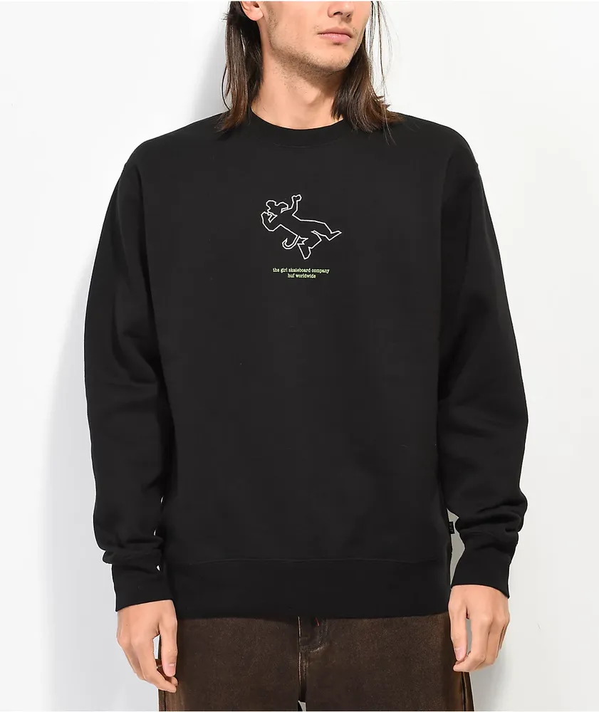 HUF x Girl Utline Black Crewneck Sweatshirt