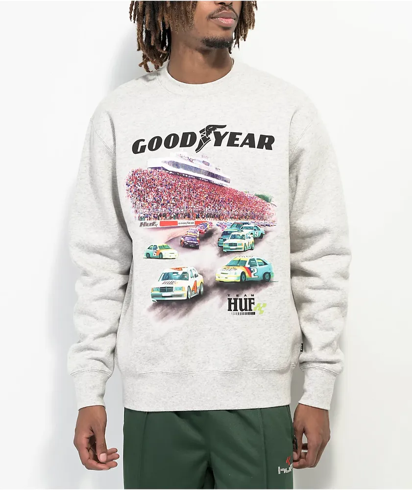 HUF x Goodyear Team Heather Grey Crewneck Sweatshirt