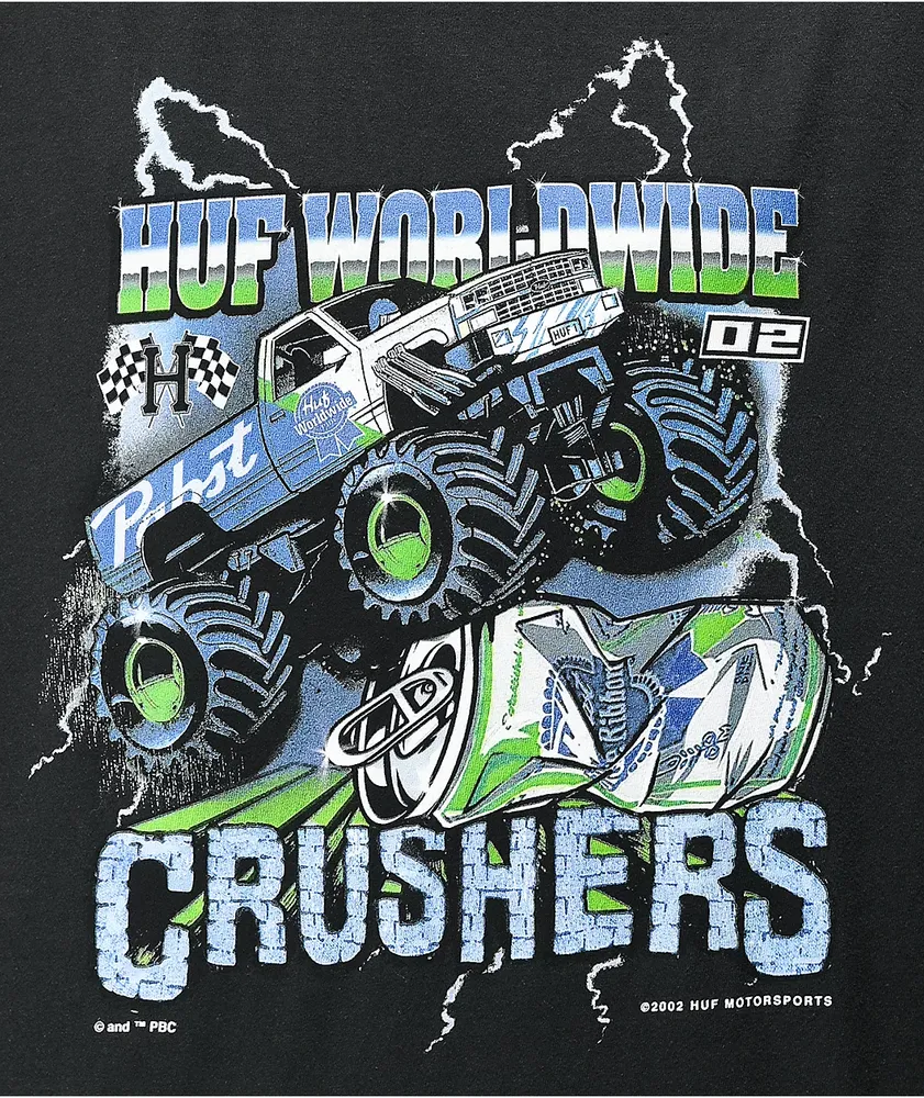 HUF x PBR Crushers Washed Black T-Shirt