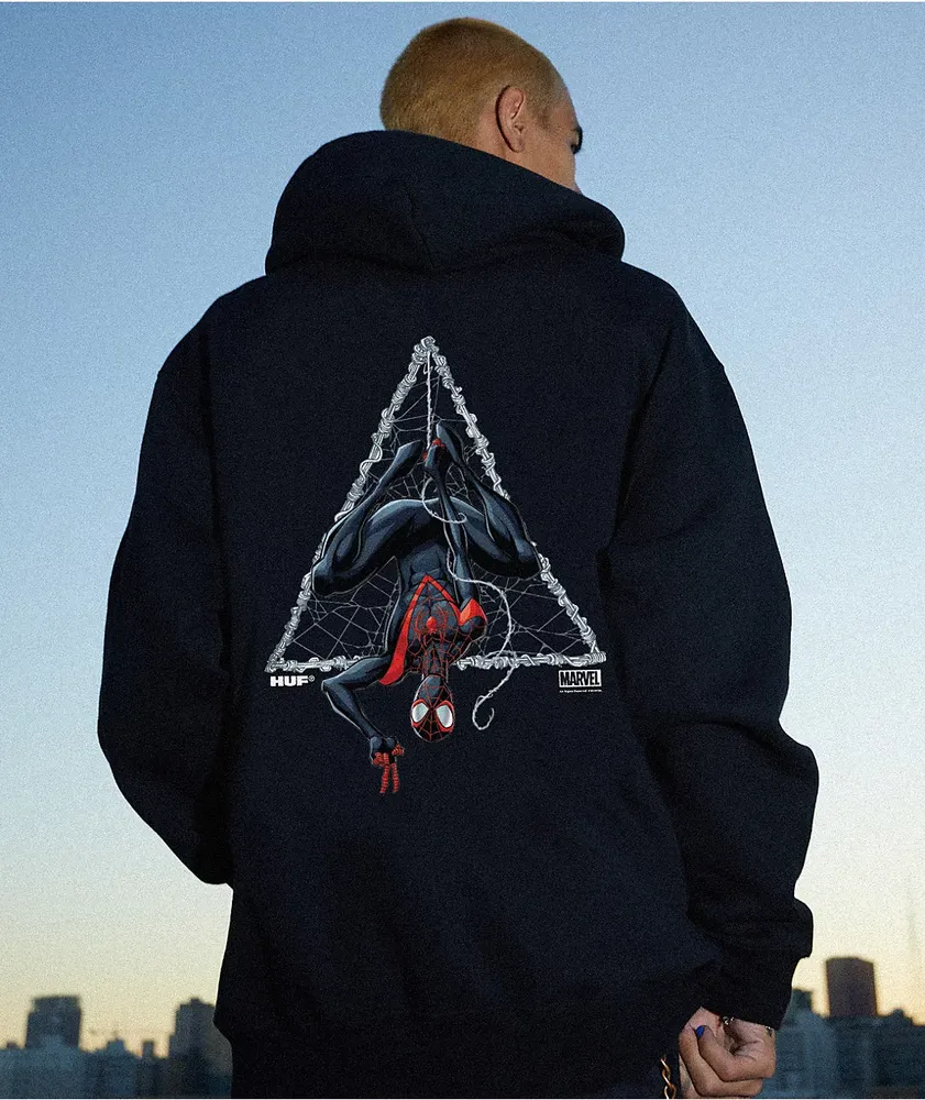 HUF x Spider-Man Universe Miles Triple Triangle Black Hoodie