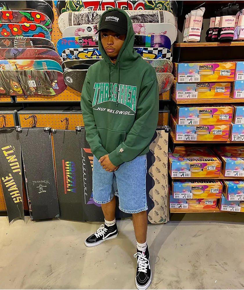 HUF x THRASHER Bayview Forest Green Hoodie