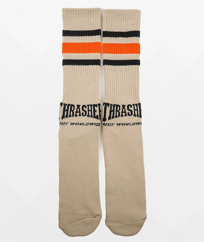 HUF x THRASHER Center Field Brown Crew Socks