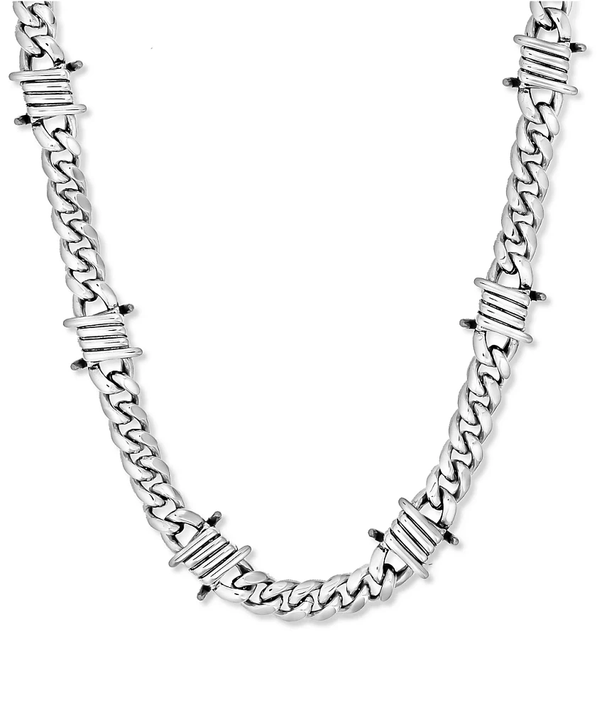 Half Hearted Barbwire 10mm 20" Silver Chain Necklace