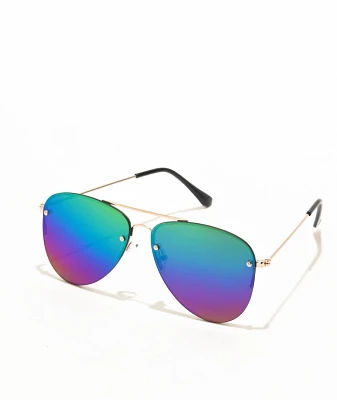 Half Rim Rainbow Pilot Sunglasses