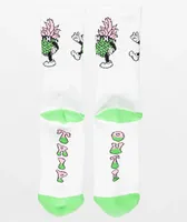 Happy Hour Dancing P White Crew Socks