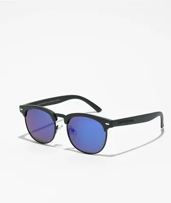 Happy Hour G2 Matte Black Blue Mirror Polarized Sunglasses