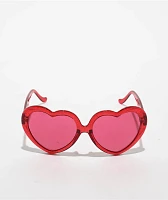 Happy Hour Hearts Red Sparkle Sunglasses