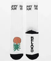 Happy Hour Mucho Relaxo White Crew Socks