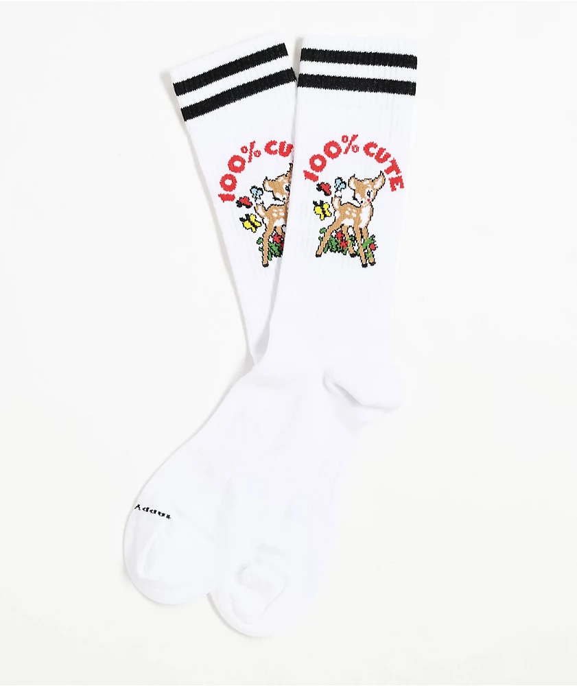 Happy Socks 100% Cute White Crew Socks