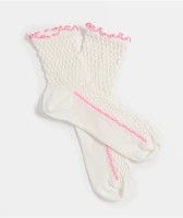 Happy Socks Structure Slinky White Quarter Crew Socks