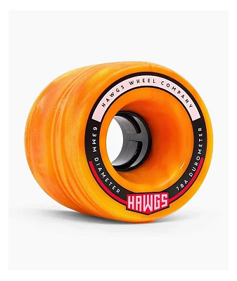 Hawgs Fatty 63mm 78a Orange & Yellow Swirl Cruiser Wheels