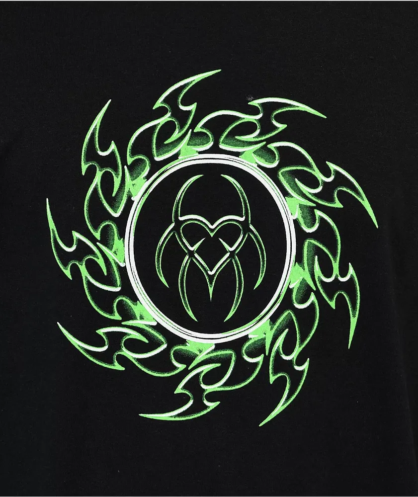 Hazheart Green Logo Black Long Sleeve T-Shirt