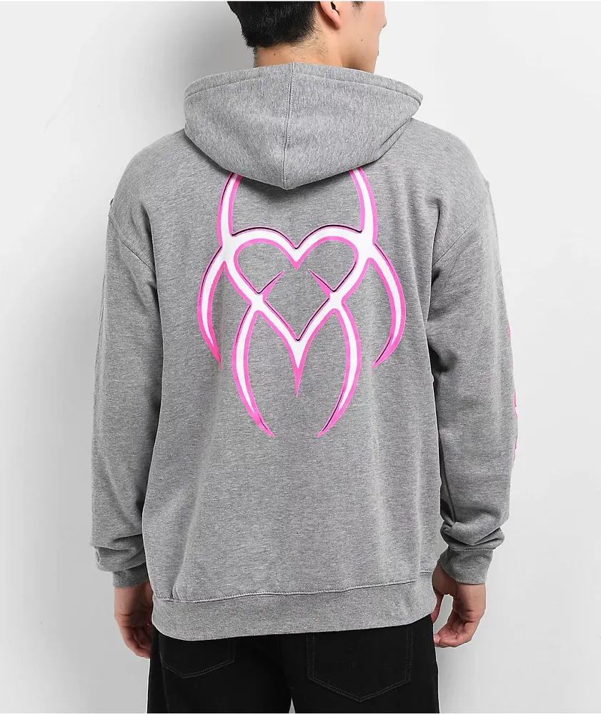 Hazheart Pink Flame Grey Hoodie