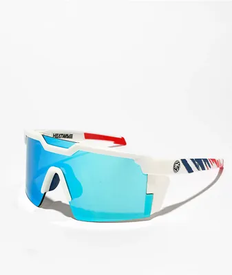 Heat Wave Future Tech Fire Blade White Sunglasses