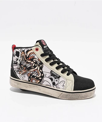 Heelys x Ed Hardy Kids Racer Mid Black & White Shoes
