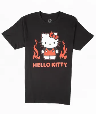 Hello Kitty Flames Black T-Shirt