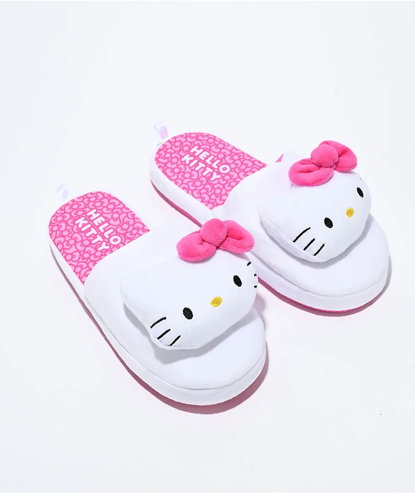 Hello Kitty Pink & White Plush Slippers