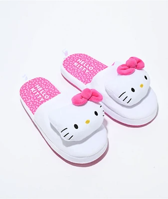 Hello Kitty Pink & White Plush Slippers