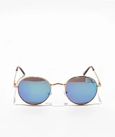 Heritage Gold & Blue Round Sunglasses