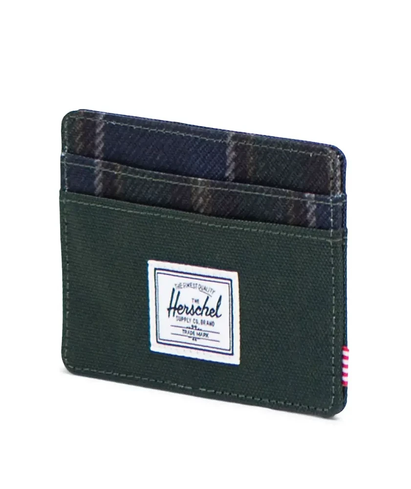 Herschel Supply Co. Charlie Darkest Spruce Winter Plaid Cardholder Wallet