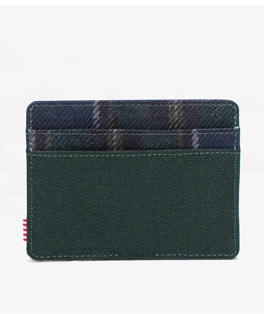 Herschel Supply Co. Charlie Darkest Spruce Winter Plaid Cardholder Wallet