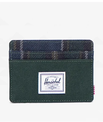 Herschel Supply Co. Charlie Darkest Spruce Winter Plaid Cardholder Wallet