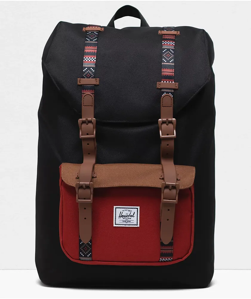 Herschel Supply Co. Little America Black, Saddle Brown & Ketchup Backpack