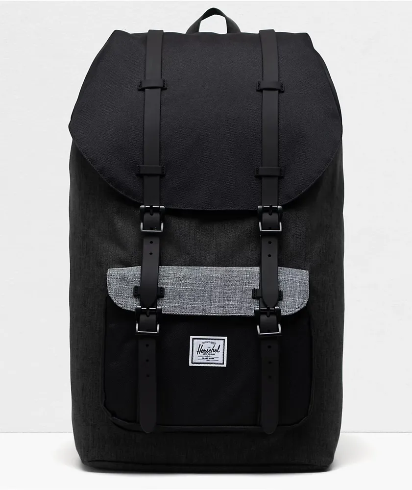 Herschel Supply Co. Little America Black & Heather Grey Crosshatch Backpack