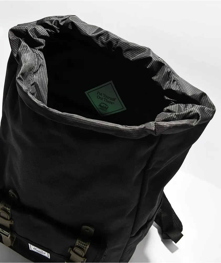 Herschel Supply Co. Little America Mid Black & Ivy Green Backpack