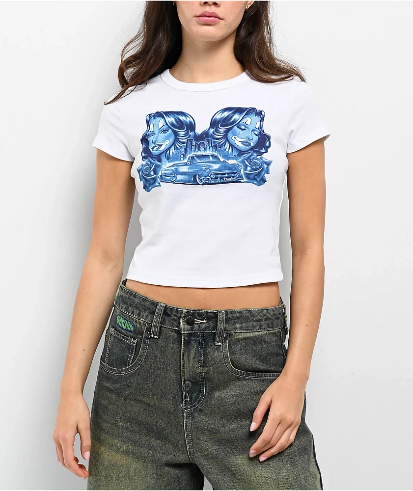 Hey Ruca City Blues White Crop T-Shirt
