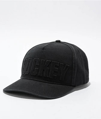 Hockey Embossed Black Strapback Hat