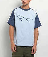 Hoddle Warped Jersey Blue & Navy Raglan T-Shirt