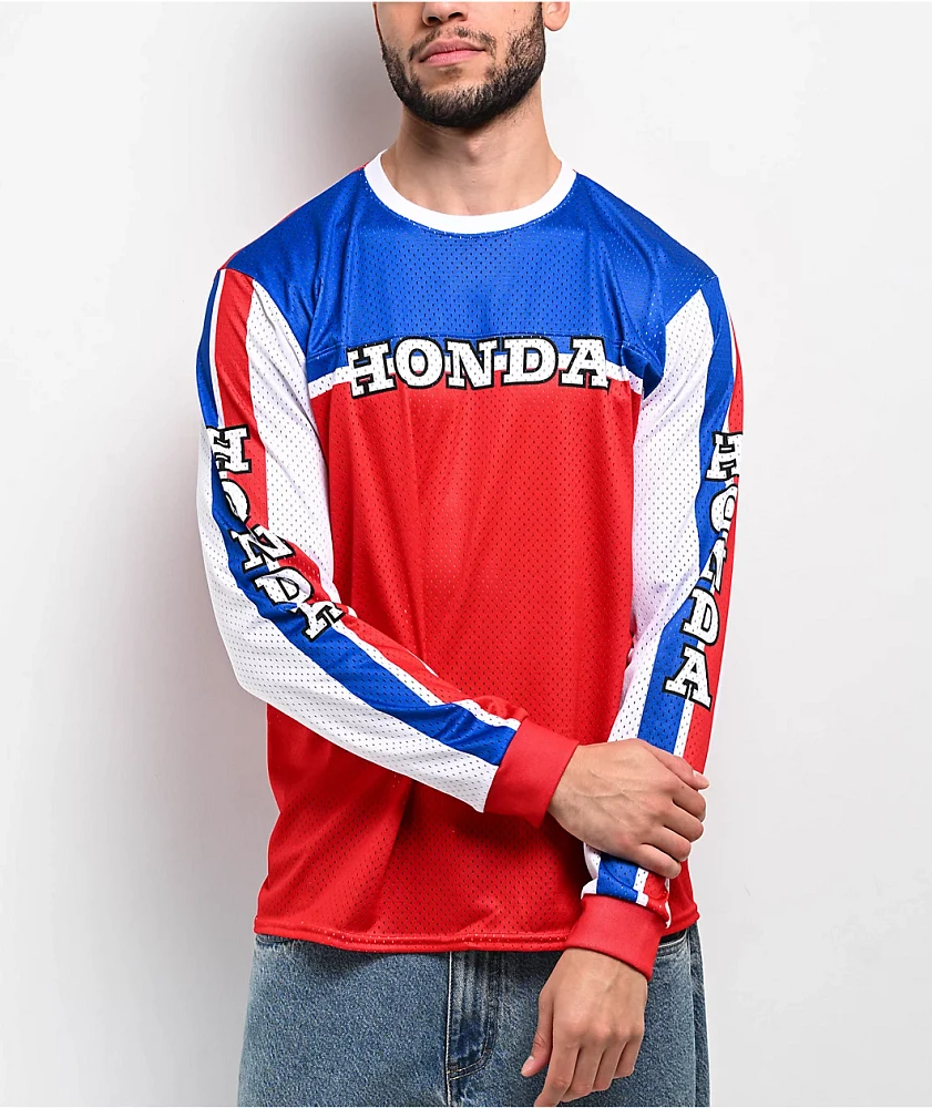 Honda x CPTN No Limit Red, White & Blue Long Sleeve Mesh Jersey