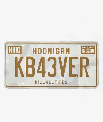 Hoonigan KB43VER Snow Camo License Plate