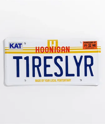 Hoonigan T1RESLYR White License Plate