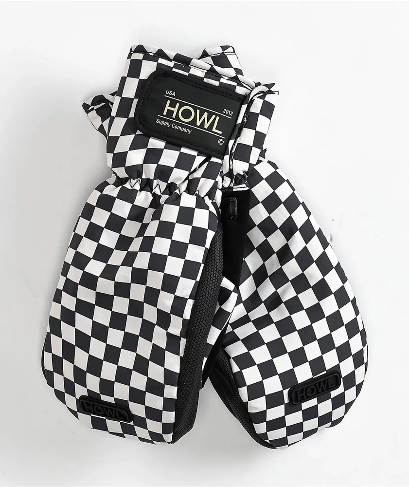 Howl Flyweight Black & White Checkered 10K Snowboard Mittens