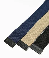 Hurley 3 In 1 Black, Navy Blue & Tan Web Belt