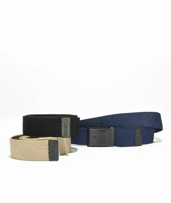 Hurley 3 In 1 Black, Navy Blue & Tan Web Belt