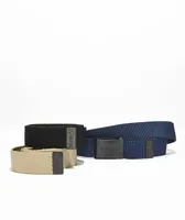 Hurley 3 In 1 Black, Navy Blue & Tan Web Belt