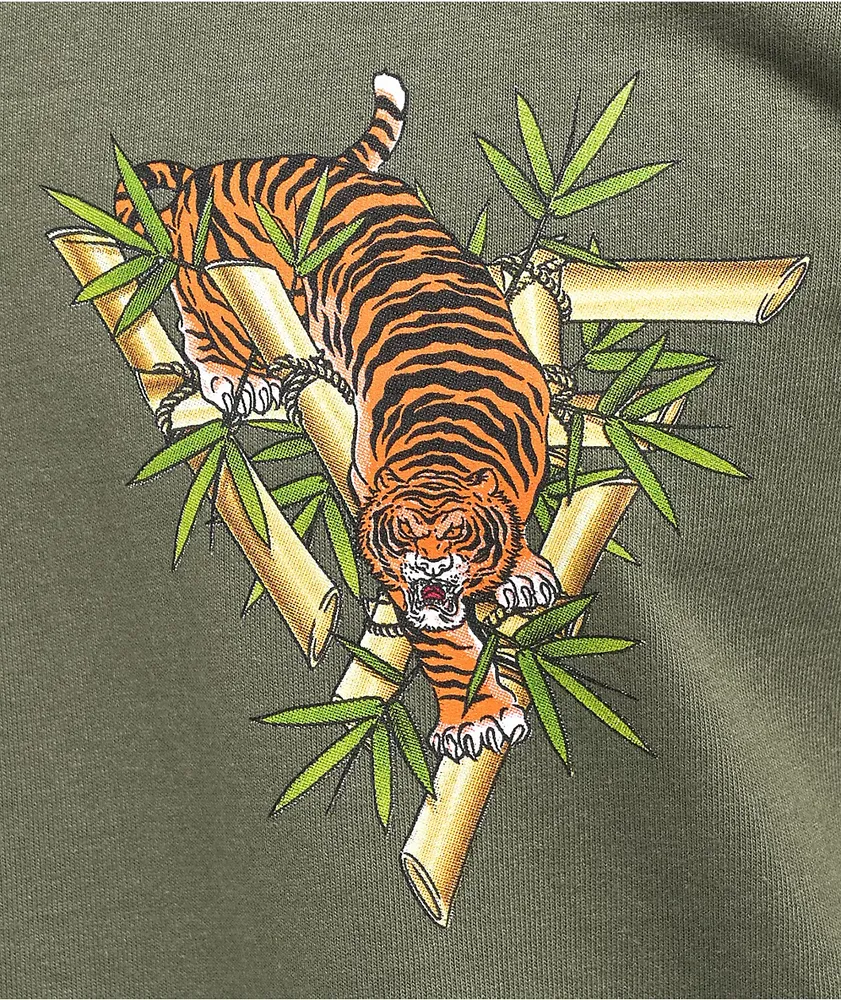 Hypland Orange Tiger Logo Olive Green T-Shirt