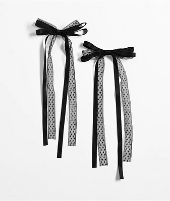 IGOU 2 Pack Black Lace Bow Barrettes