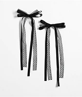 IGOU 2 Pack Black Lace Bow Barrettes