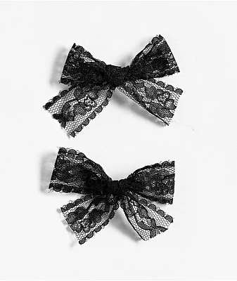 IGOU Lace Bow Black 2 Pack Alligator Hair Clips