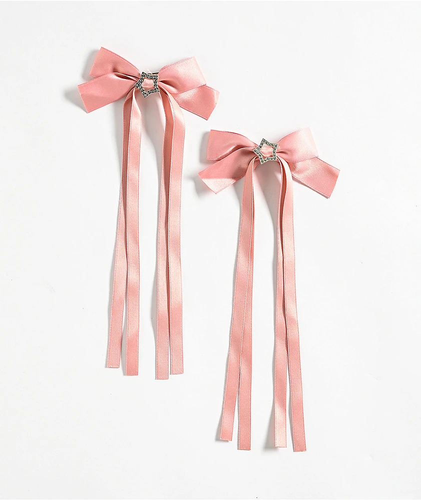 IGOU Pink Stars 2 Pack Bow Barrettes