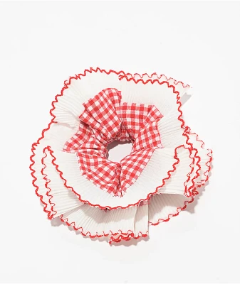 IGOU Red & White Gingham Oversized Scrunchie