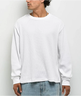 ITA Flux White Thermal Long Sleeve Boxy T-Shirt