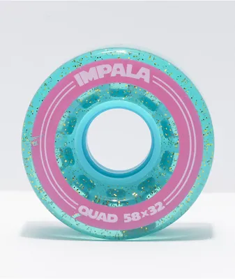 Impala Holographic Glitter 58mm 82a Aqua & Pink Roller Skate Wheels