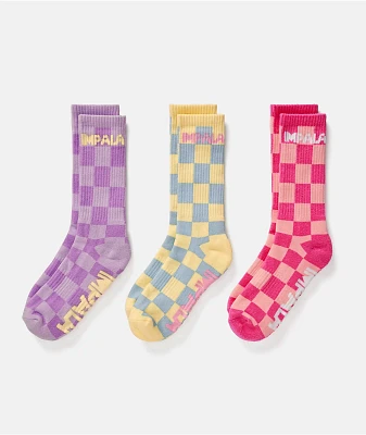 Impala Skate Checker 3 Pack Crew Socks