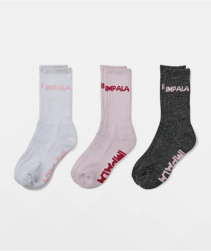 Impala Sparkle Skate 3 Pack Crew Socks