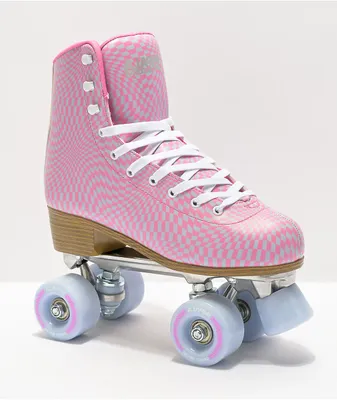 Impala Wavy Checkered Blue & Pink Roller Skates